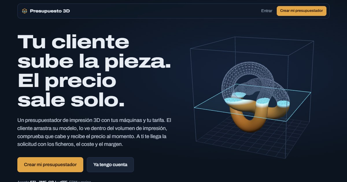 Presupuesto 3D: presupuestos de impresión 3D automáticos para tu empresa