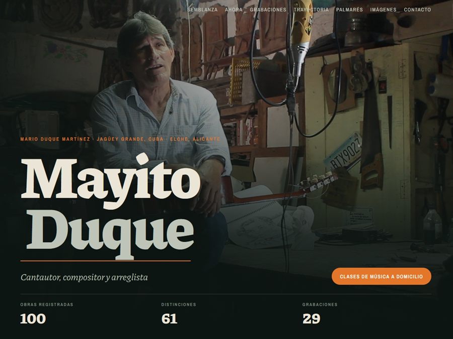 Captura de la web de Mayito Duque